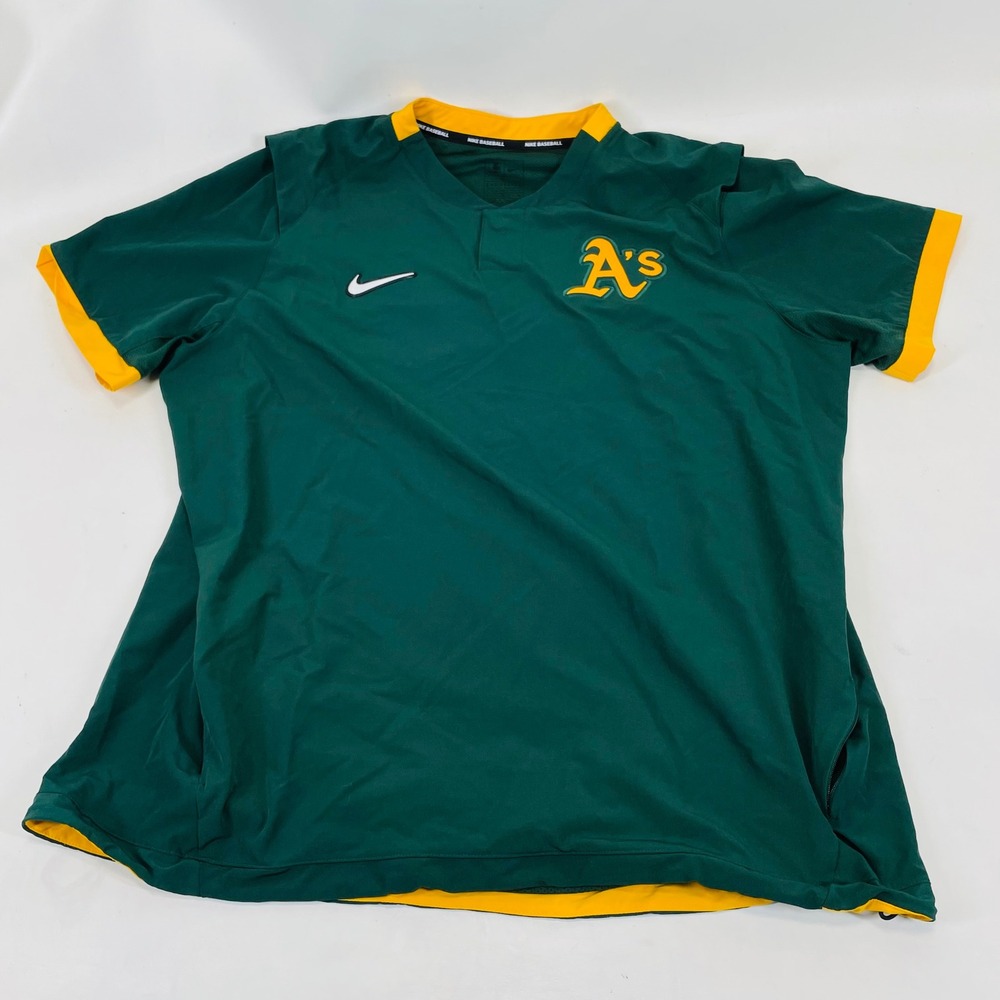 Nike Oakland Athletics MLB Authentic Collection Green Yellow Windshirt Large